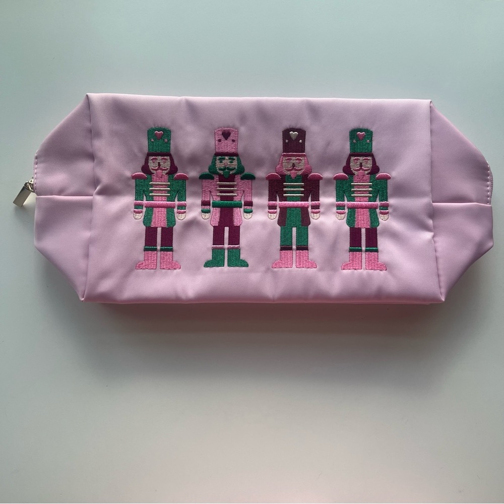 Aldi Merry Moments blush pink nutcracker zip-up cosmetics pouch bag